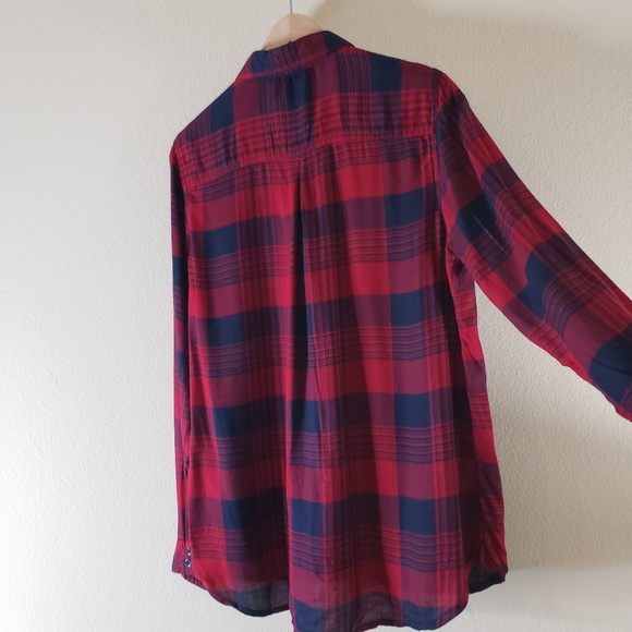 Forever 21 Red Plaid Button Up Top - Picture 3 of 5